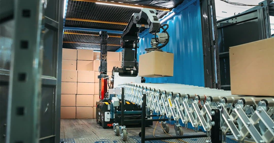 Stretch Proto unloads a container