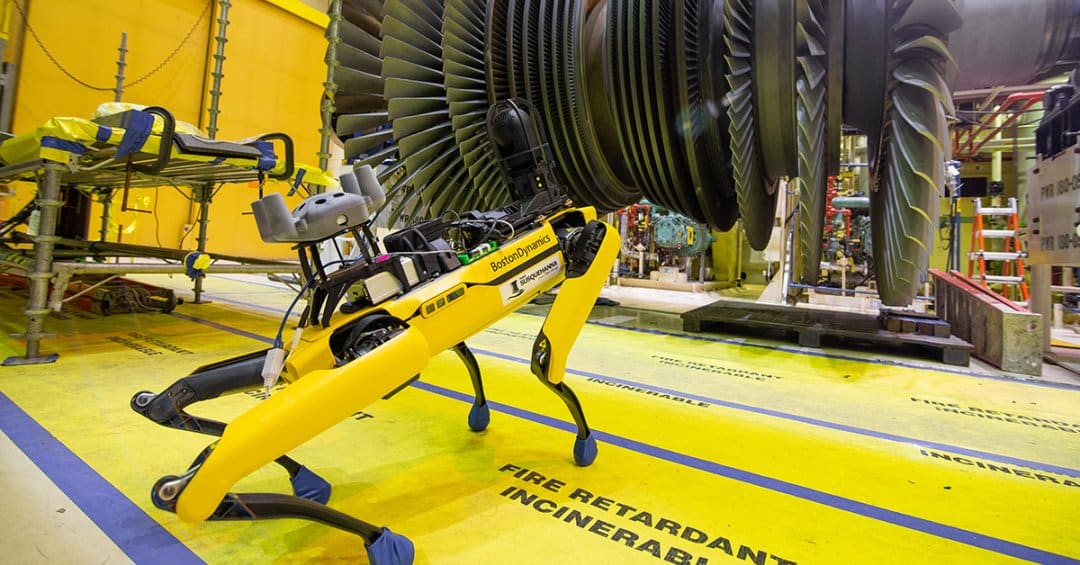 Spot inspects equipment at a nuclear power facility